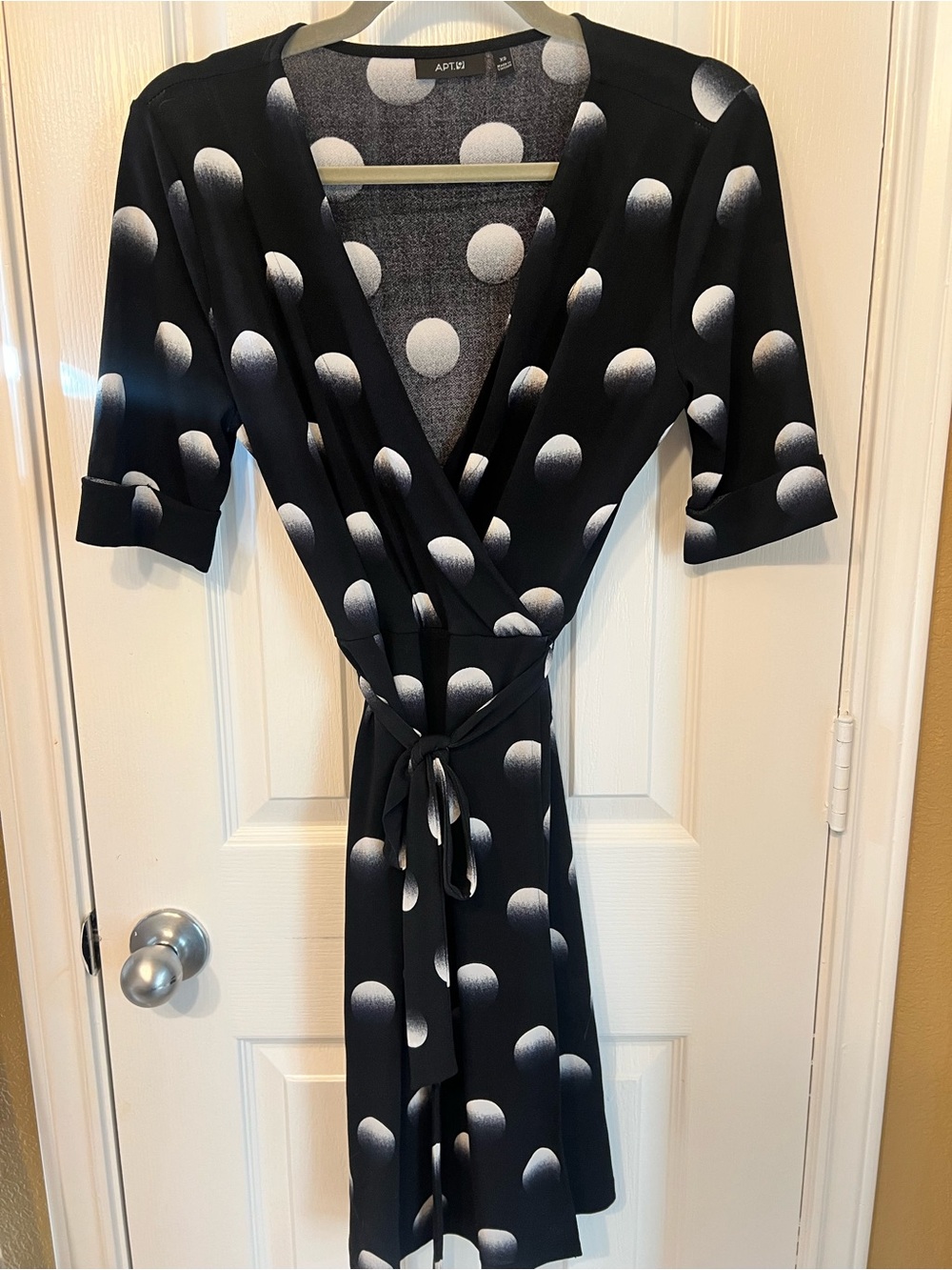 Apt. 9 Faux Wrap Dress | Black & White Ombre Polka Dot | Size XS